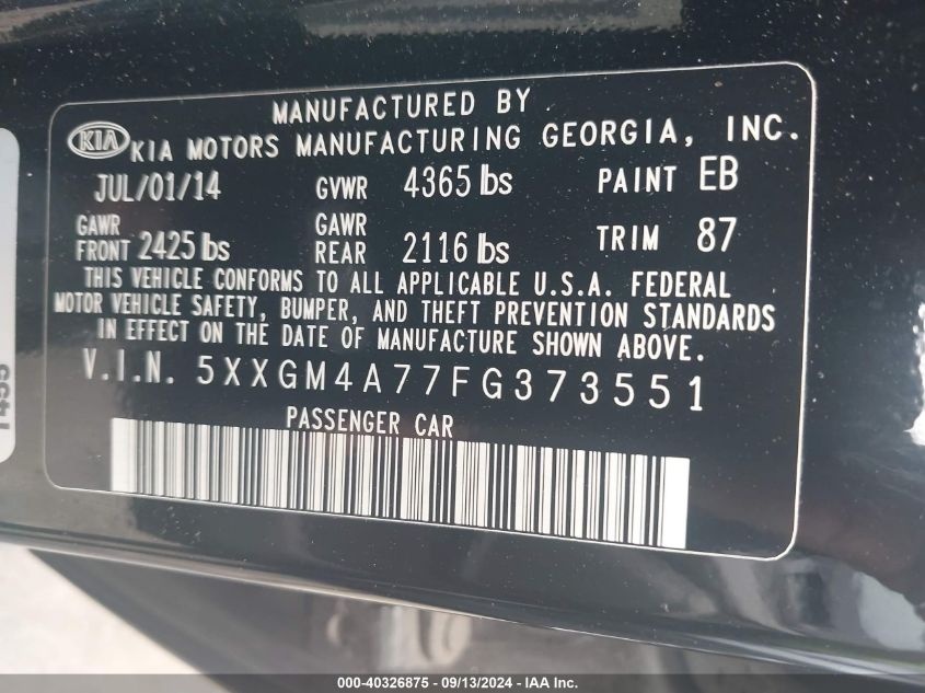 2015 KIA OPTIMA LX - 5XXGM4A77FG373551