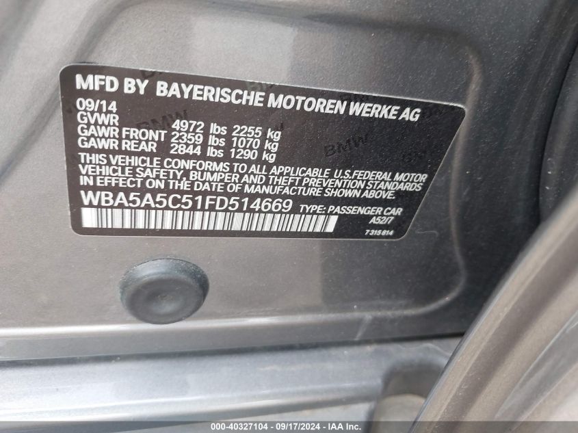 WBA5A5C51FD514669 2015 BMW 528I