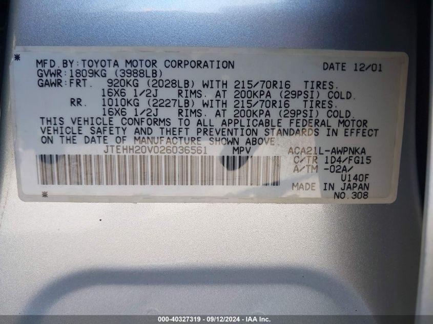 JTEHH20V026036561 2002 Toyota Rav4