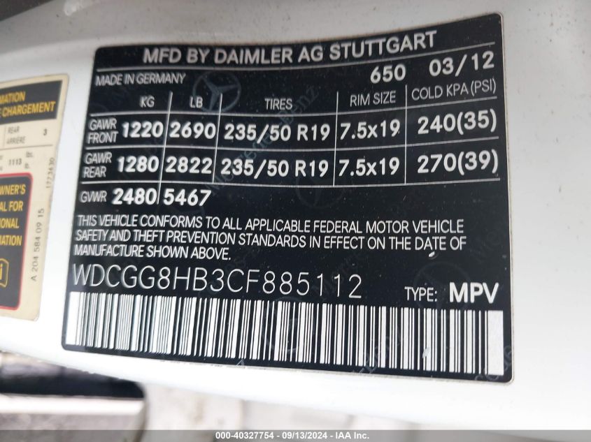 WDCGG8HB3CF885112 2012 Mercedes-Benz Glk 350 4Matic