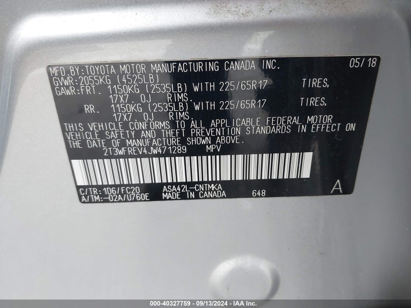 2018 TOYOTA RAV4 XLE - 2T3WFREV4JW471289