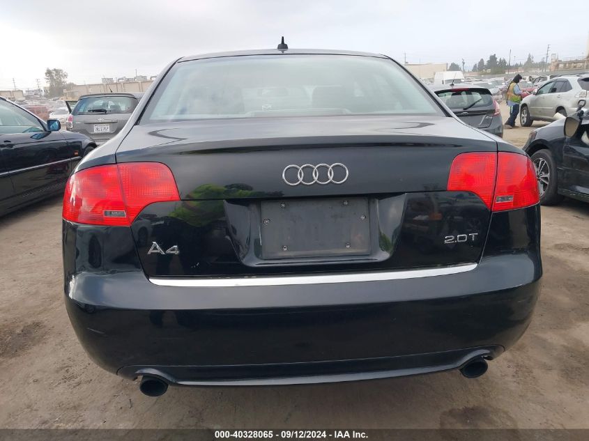 2008 Audi A4 2.0T VIN: WAUAF78E08A070659 Lot: 40328065