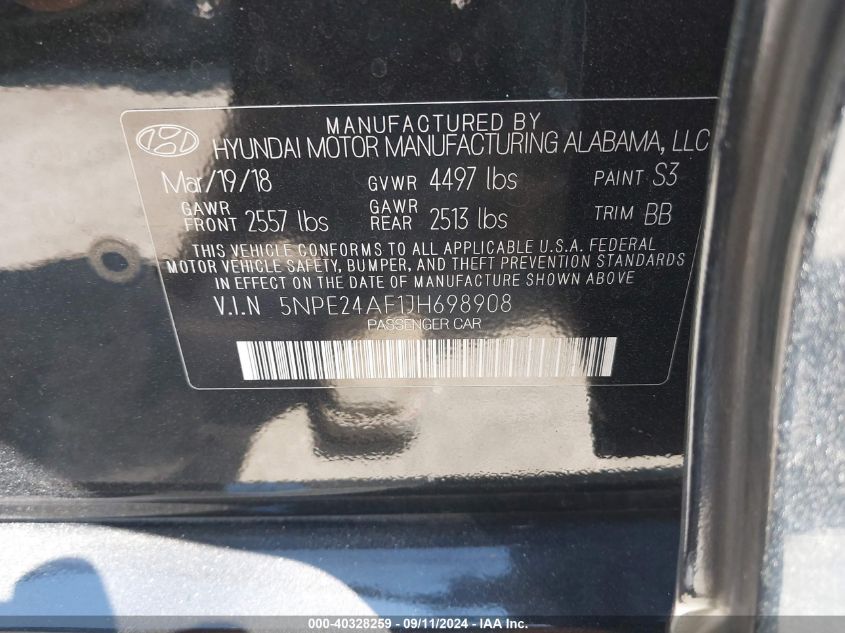 2018 HYUNDAI SONATA SE - 5NPE24AF1JH698908