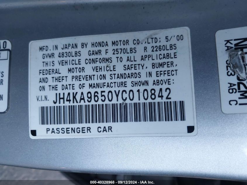 JH4KA9650YC010842 2000 Acura Rl