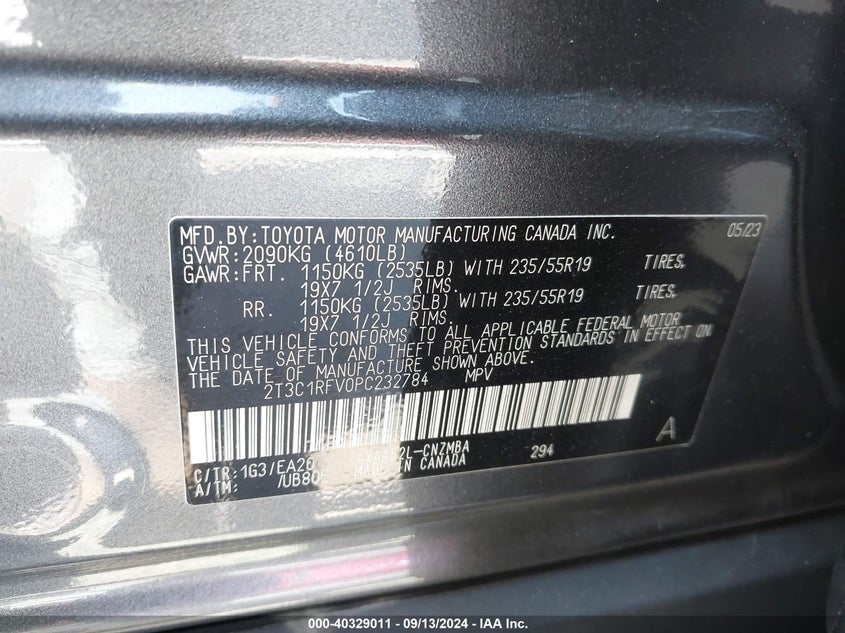 2023 TOYOTA RAV4(VIN: 2T3C1RFV0PC232784
