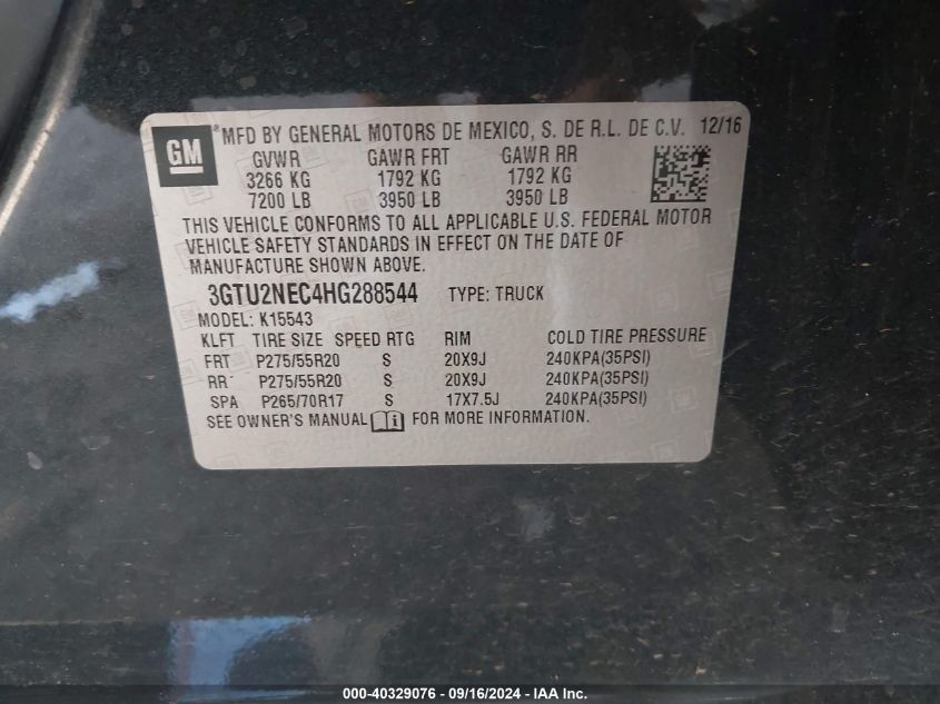 3GTU2NEC4HG288544 2017 GMC Sierra 1500 K1500 Slt