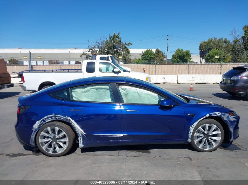 2024 Tesla Model 3 Rear-Wheel Drive VIN: 5YJ3E1EA3RF822893 Lot: 40329086