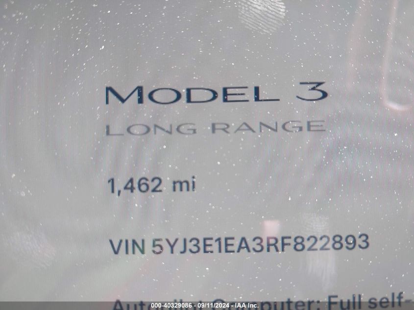 2024 TESLA MODEL 3 REAR-WHEEL DRIVE - 5YJ3E1EA3RF822893