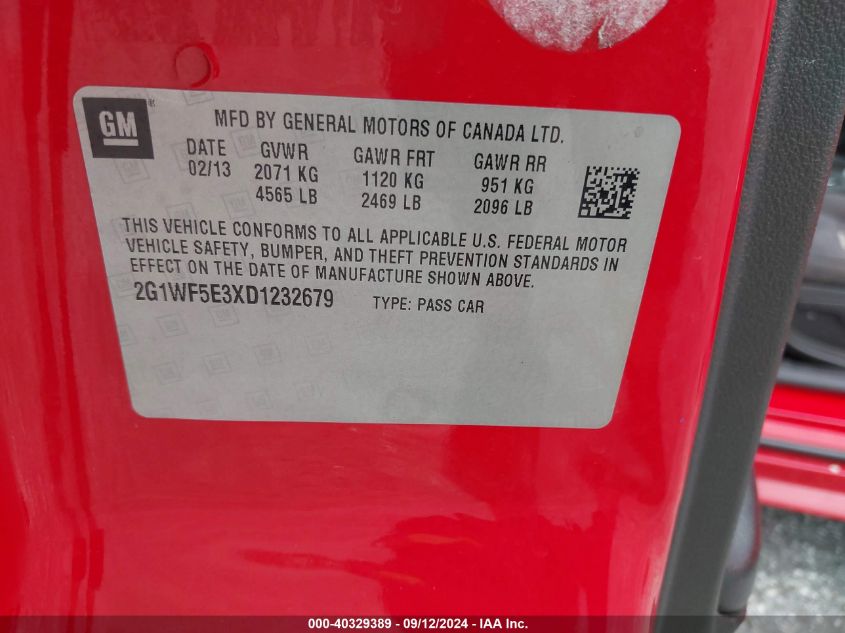 2G1WF5E3XD1232679 2013 Chevrolet Impala Ls