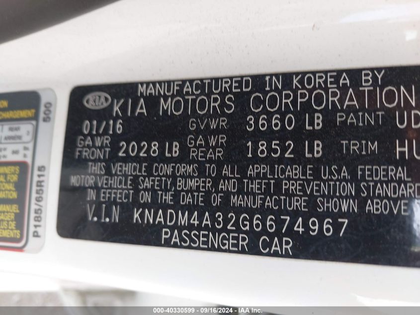 2016 KIA RIO LX - KNADM4A32G6674967