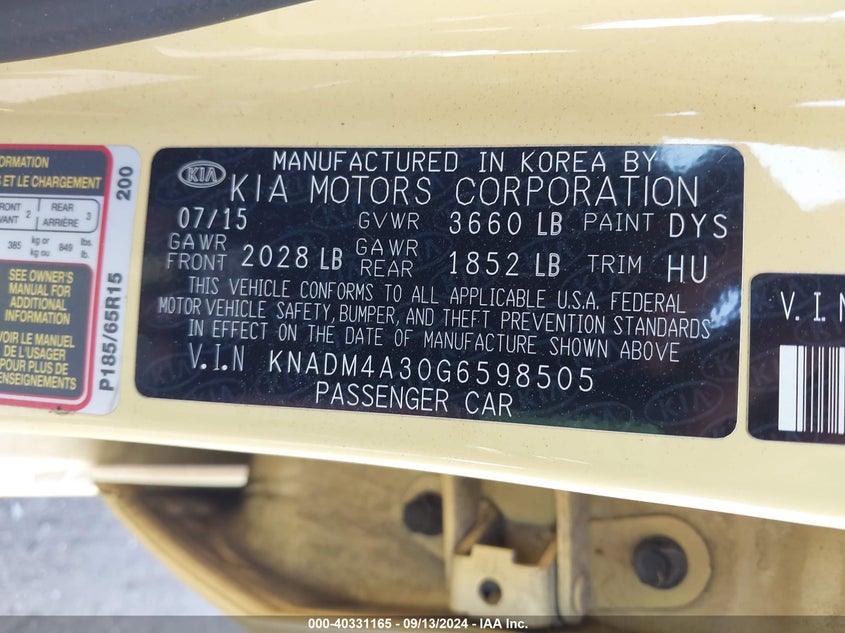 2016 KIA RIO LX - KNADM4A30G6598505