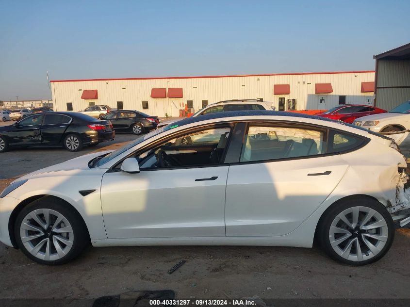 2022 Tesla Model 3 VIN: 5YJ3E1EB8NF329780 Lot: 40331297