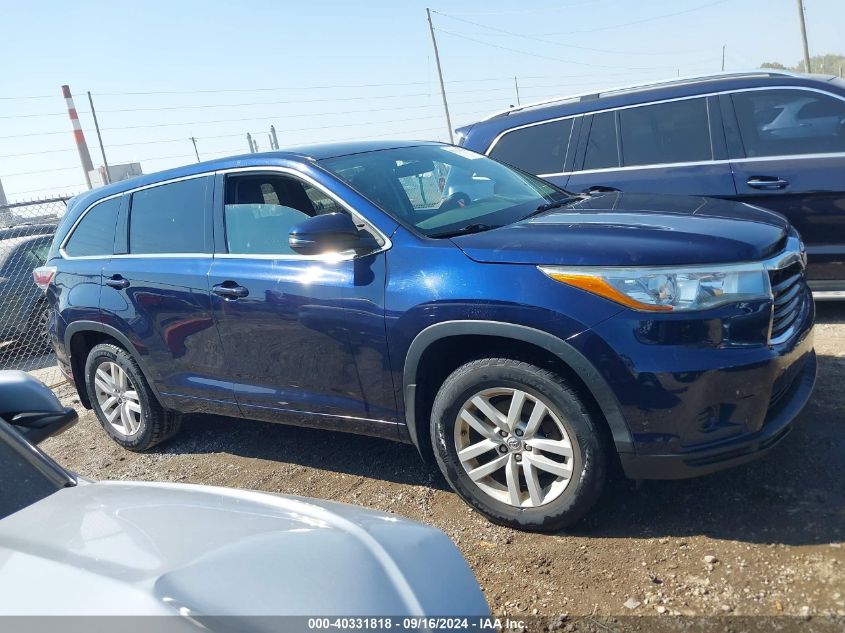 2015 Toyota Highlander Le V6 VIN: 5TDBKRFH4FS117588 Lot: 40331818