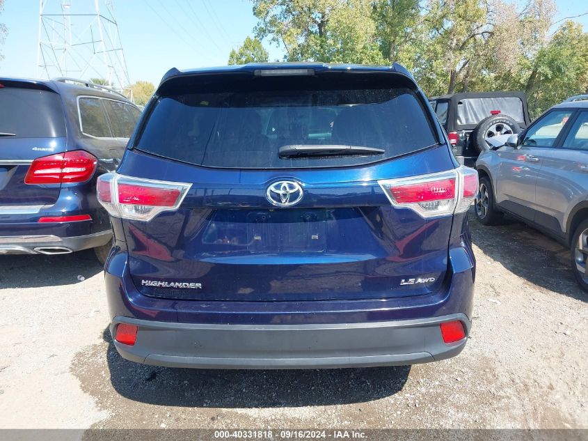 2015 Toyota Highlander Le V6 VIN: 5TDBKRFH4FS117588 Lot: 40331818