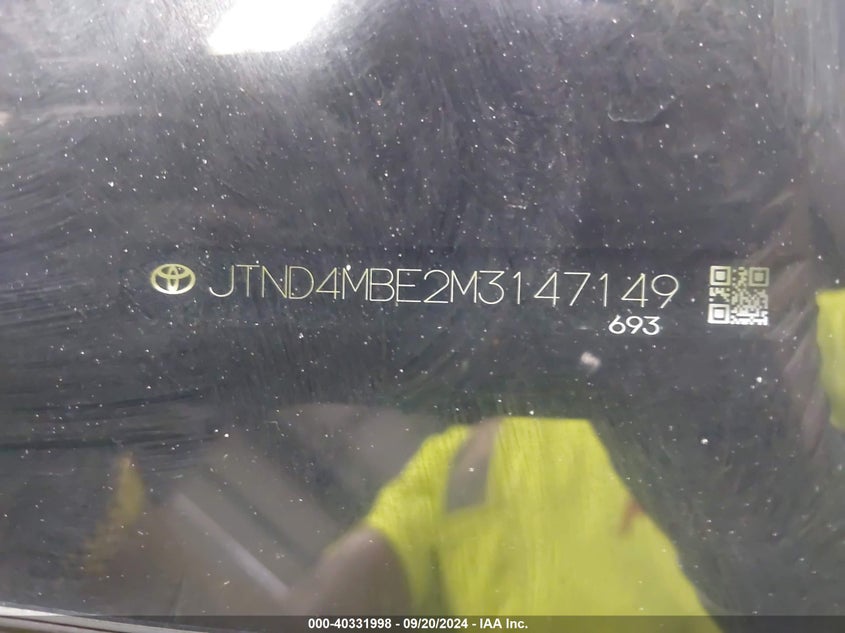 VIN JTND4MBE2M3147149 2021 TOYOTA COROLLA SE