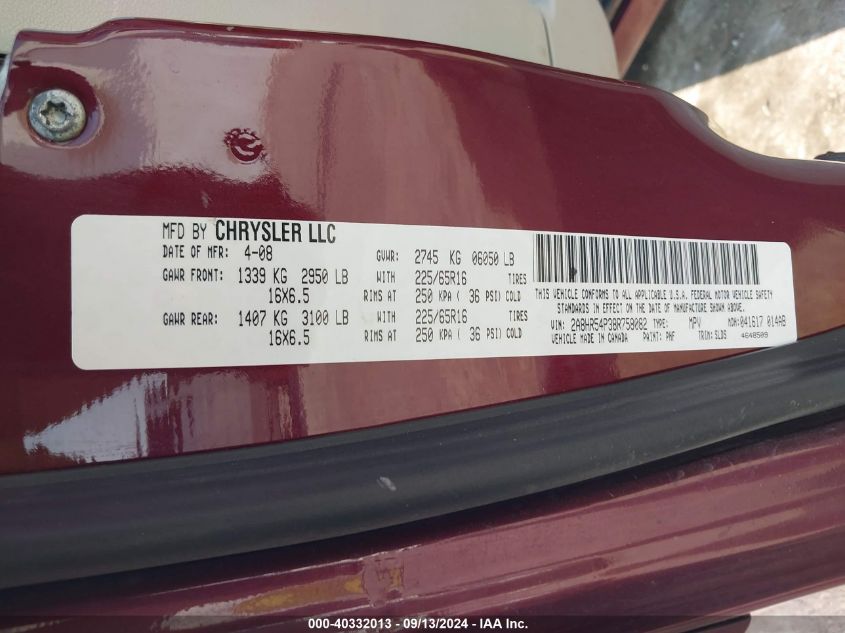 2A8HR54P38R758082 2008 Chrysler Town & Country Touring