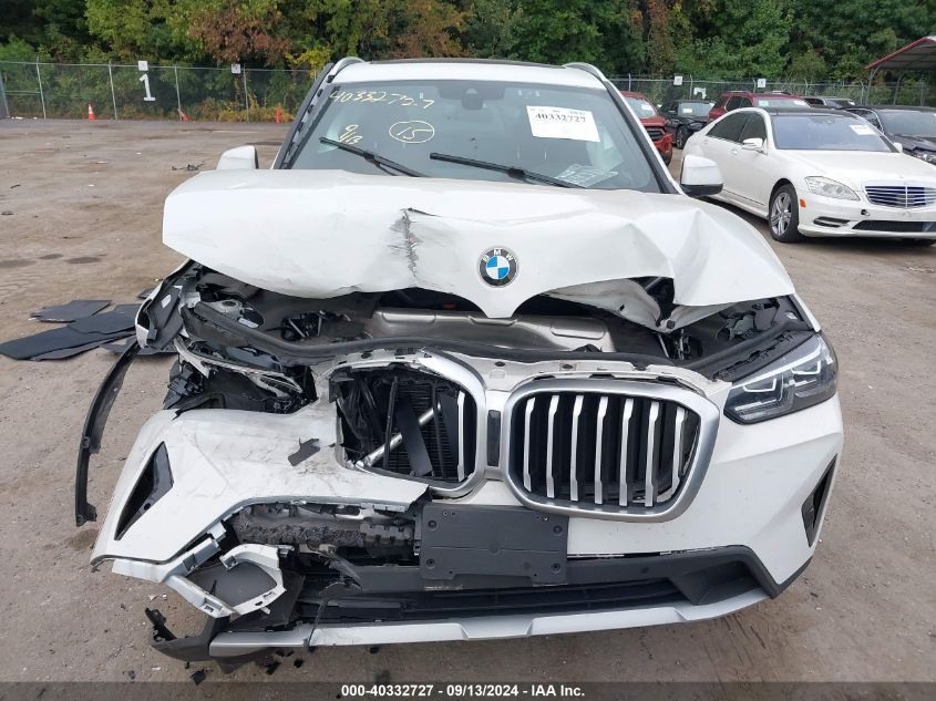 2022 BMW X3 xDrive30I VIN: 5UX53DP03N9N29261 Lot: 40332727