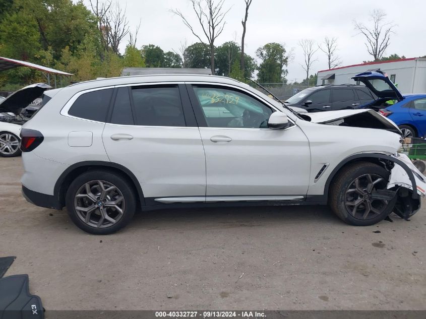 2022 BMW X3 xDrive30I VIN: 5UX53DP03N9N29261 Lot: 40332727