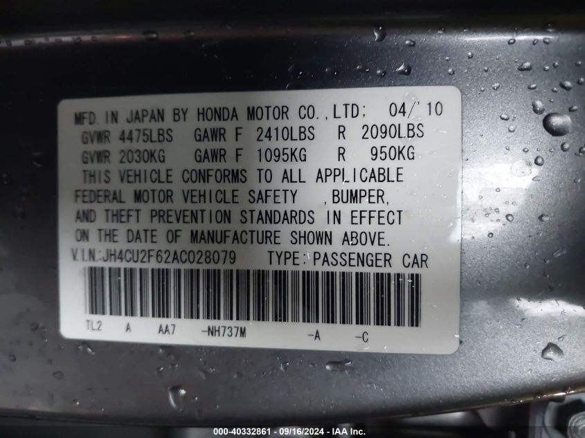 JH4CU2F62AC028079 2010 Acura Tsx 2.4