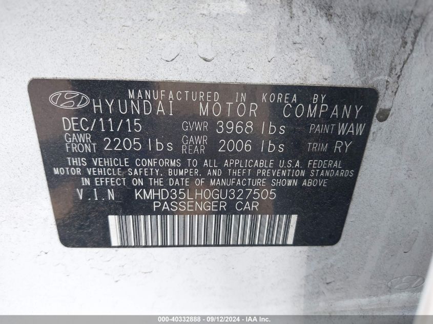 2016 HYUNDAI ELANTRA GT - KMHD35LH0GU327505