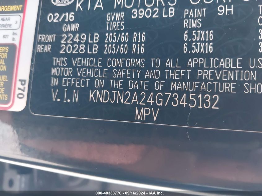 KNDJN2A24G7345132 2016 Kia Soul