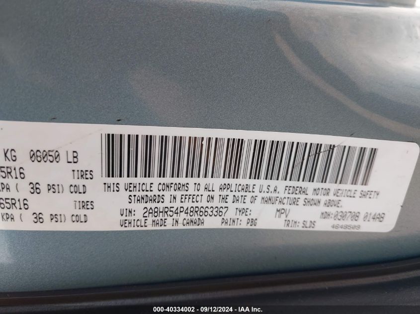 2A8HR54P48R663367 2008 Chrysler Town & Country Touring