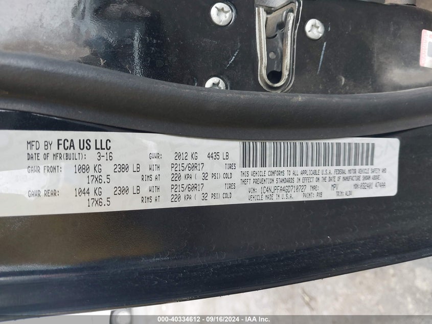 2016 JEEP PATRIOT HIGH ALTITUDE EDITION - 1C4NJPFA4GD710727