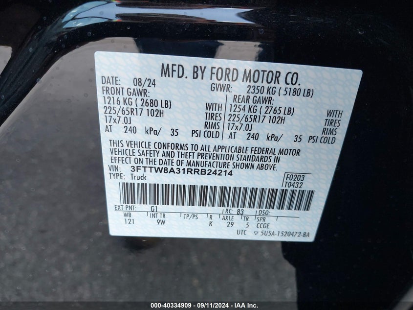 2024 FORD MAVERICK XL - 3FTTW8A31RRB24214