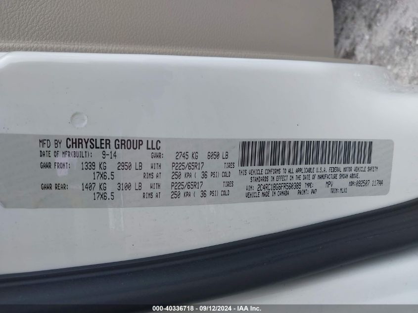 2C4RC1BG6FR560389 2015 Chrysler Town & Country Touring