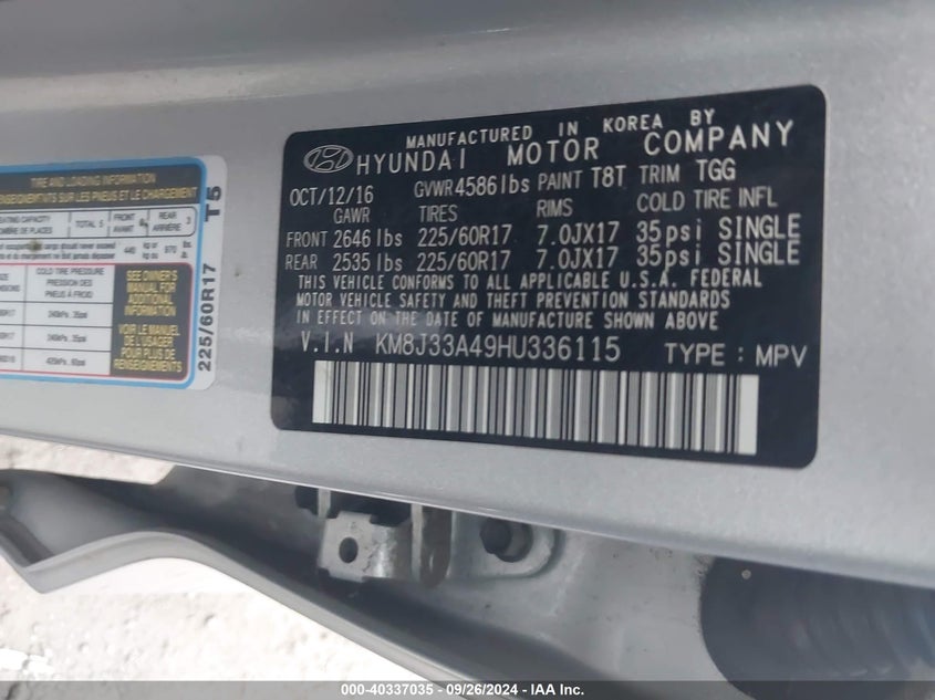 2017 HYUNDAI TUCSON SE - KM8J33A49HU336115