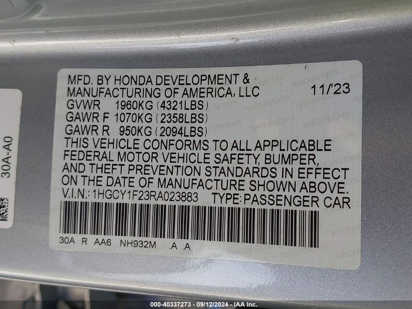 1HGCY1F23RA023883 2024 Honda Accord Lx