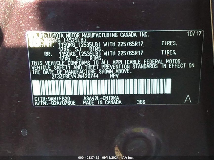 2018 TOYOTA RAV4 LE - 2T3ZFREV4JW420744