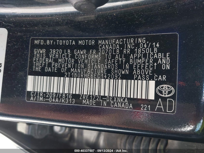 2014 TOYOTA COROLLA LE - 2T1BURHE6EC142092