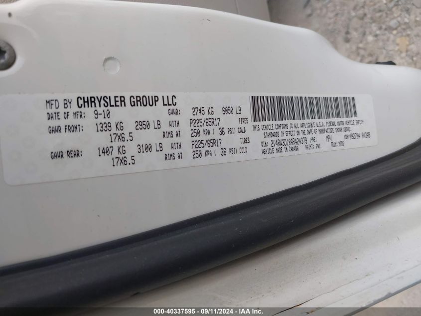 2010 Volkswagen Routan Se VIN: 2V4RW3D10AR424379 Lot: 40337595