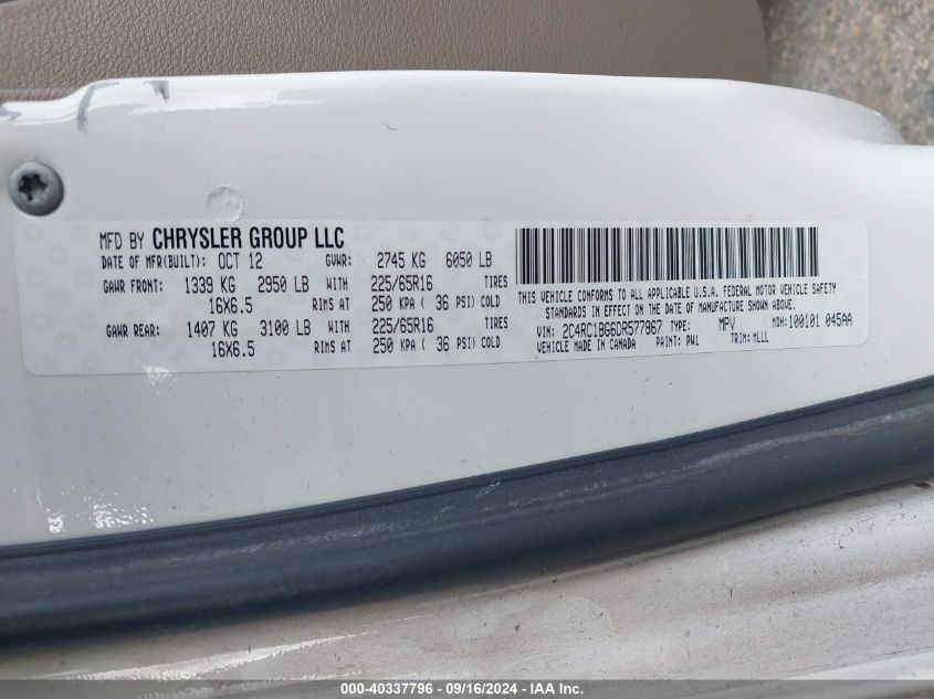 2C4RC1BG6DR577867 2013 Chrysler Town & Country Touring