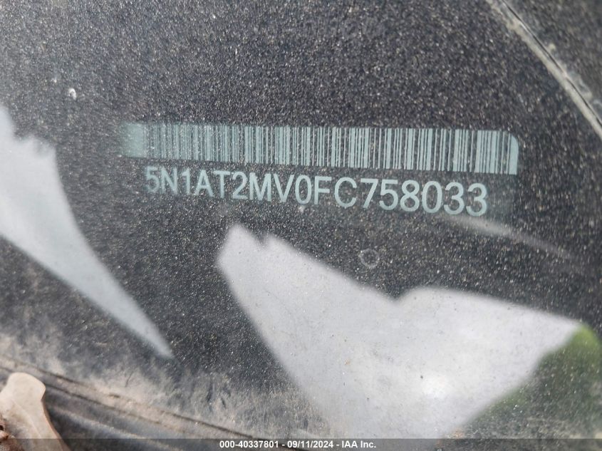 2015 Nissan Rogue Sl VIN: 5N1AT2MV0FC758033 Lot: 40337801
