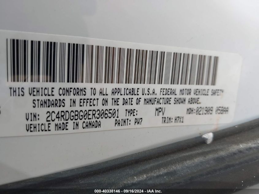 2014 DODGE GRAND CARAVAN AMERICAN VALUE PKG - 2C4RDGBG0ER306501