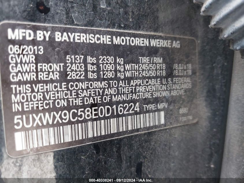 5UXWX9C58E0D16224 2014 BMW X3 xDrive28I