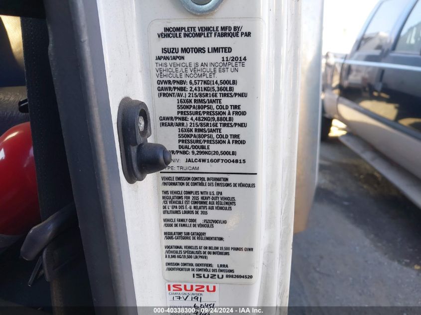 JALC4W160F7004815 2015 Isuzu Npr Dsl Reg At