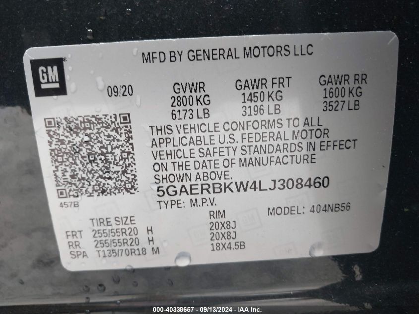 5GAERBKW4LJ308460 2020 Buick Enclave Essence