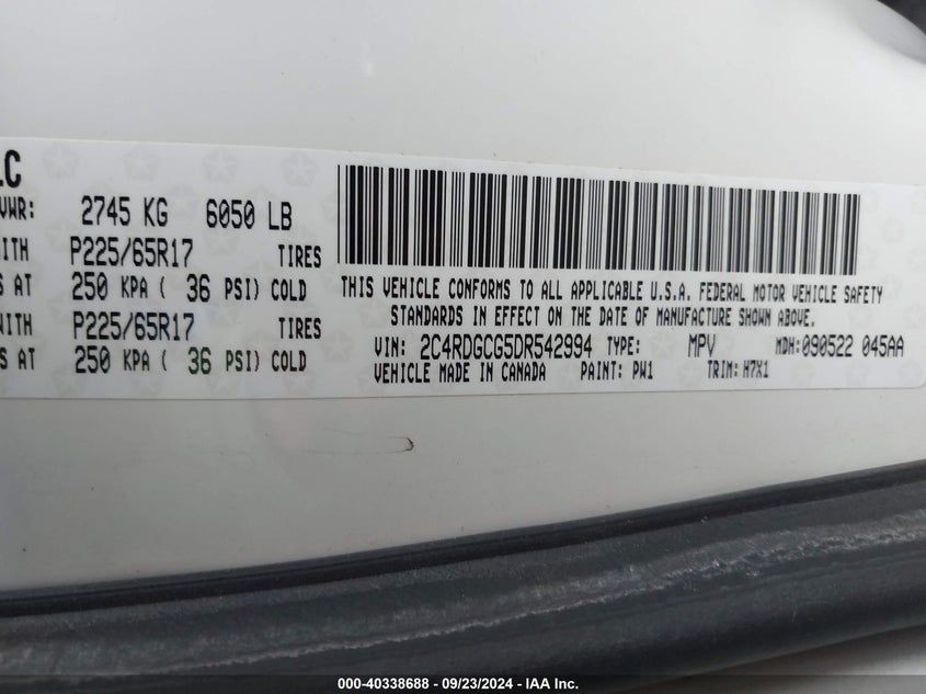 2013 DODGE GRAND CARAVAN SXT - 2C4RDGCG5DR542994
