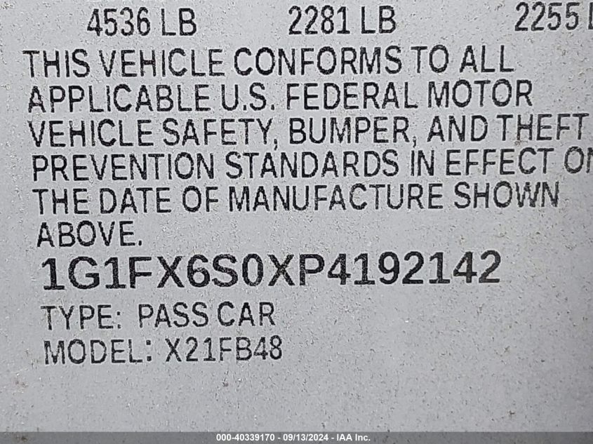 2023 Chevrolet Bolt Ev 2Lt VIN: 1G1FX6S0XP4192142 Lot: 40339170