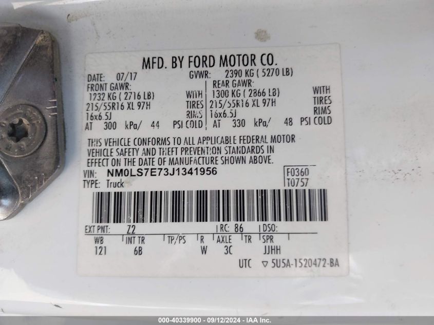 NM0LS7E73J1341956 2018 Ford Transit Connect Xl