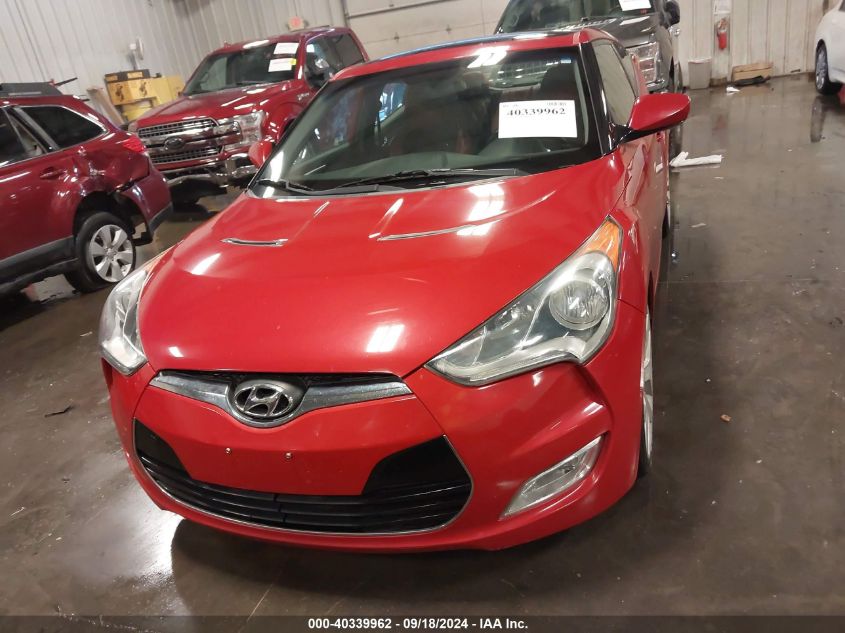 2012 Hyundai Veloster Base W/Red/Black VIN: KMHTC6ADXCU074446 Lot: 40339962