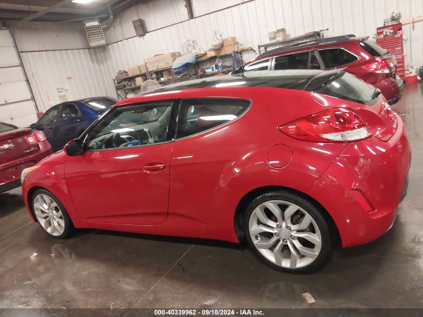 2012 Hyundai Veloster Base W/Red/Black VIN: KMHTC6ADXCU074446 Lot: 40339962