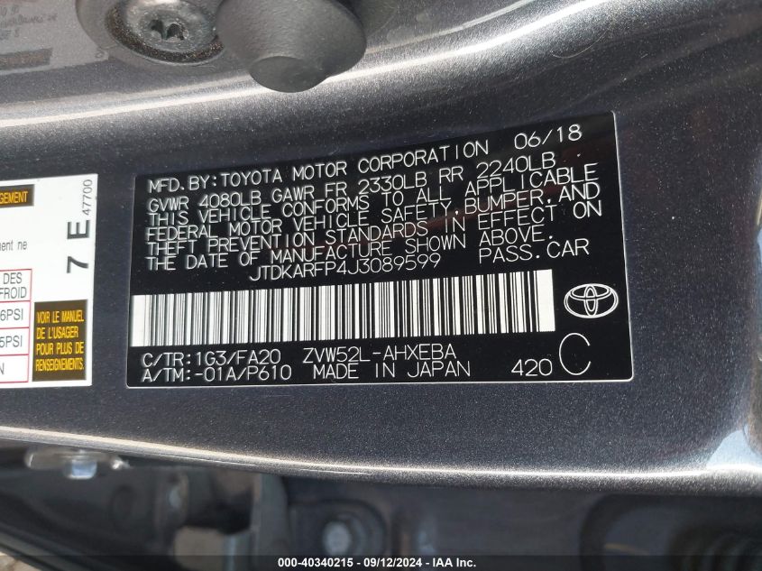 2018 TOYOTA PRIUS PRIME PLUS - JTDKARFP4J3089599