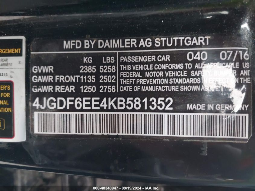 4JGDF6EE4KB581352 2019 Mercedes-Benz Gls 450 4Matic