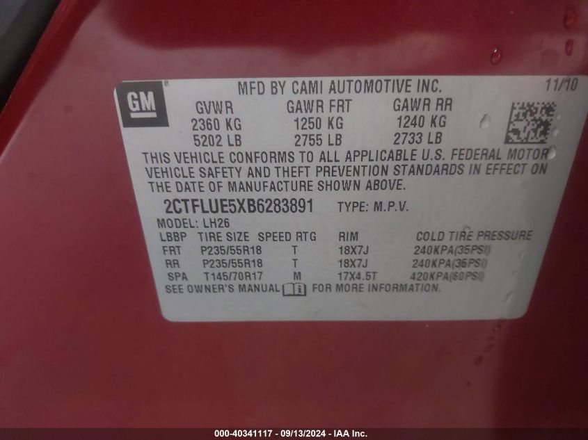 2CTFLUE5XB6283891 2011 GMC Terrain Slt