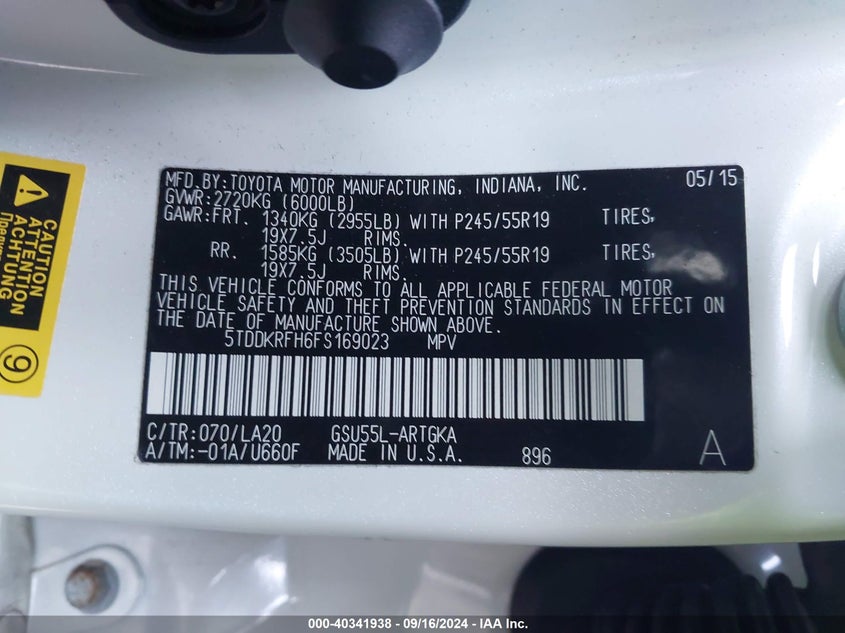 2015 TOYOTA HIGHLANDER LIMITED V6 - 5TDDKRFH6FS169023