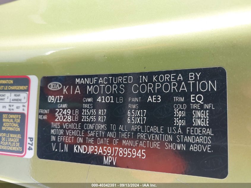 KNDJP3A59J7895945 2018 Kia Soul +